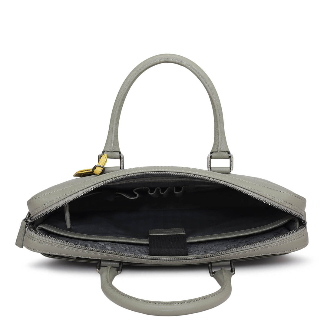 Franzy Leather Laptop Bag - Stone Grey