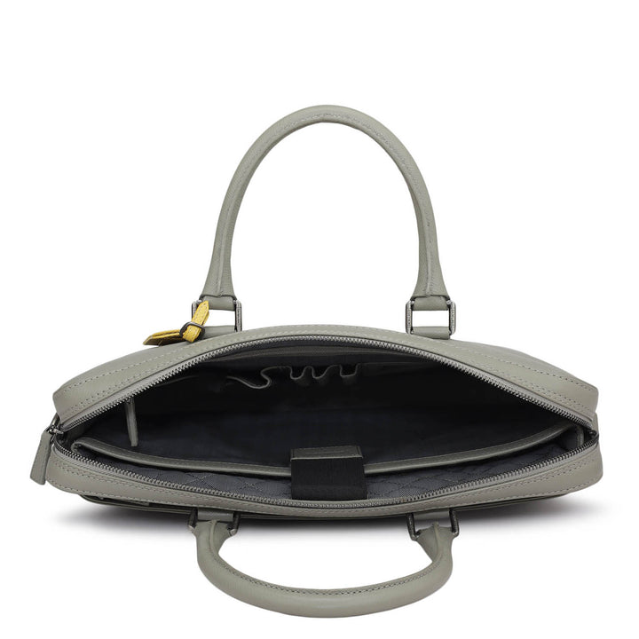 Franzy Leather Laptop Bag - Stone Grey