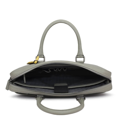 Franzy Leather Laptop Bag - Stone Grey