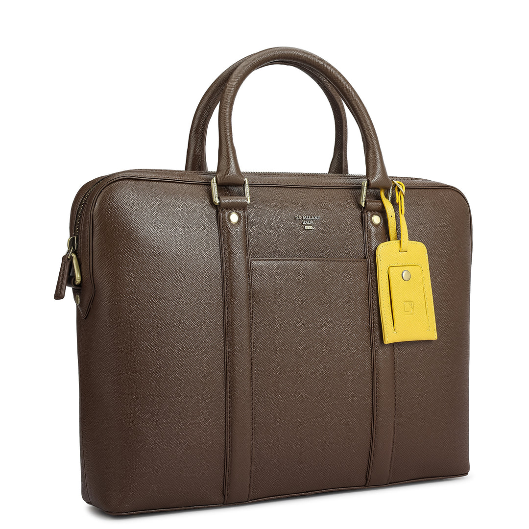 Franzy Leather Laptop Bag - Walnut