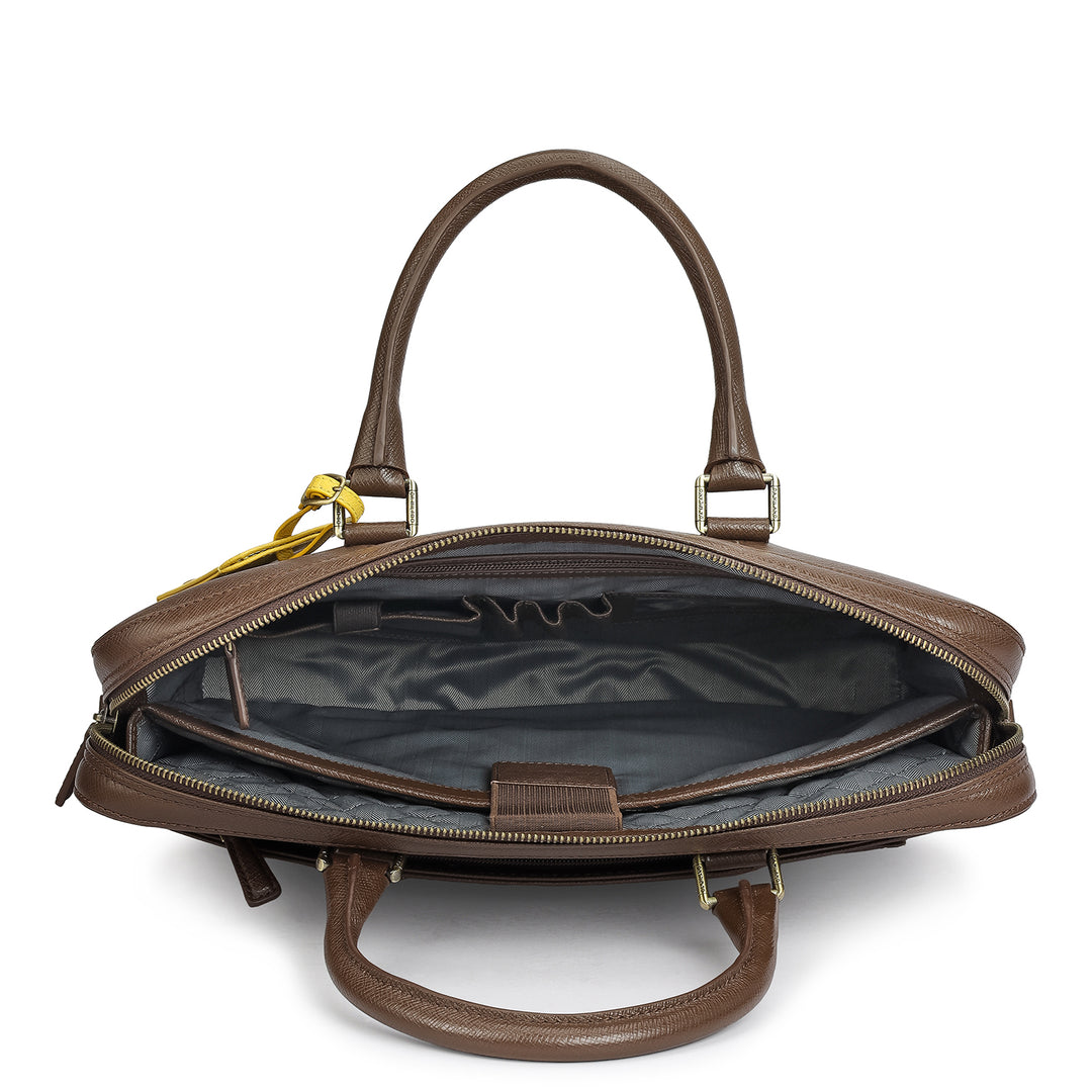 Franzy Leather Laptop Bag - Walnut