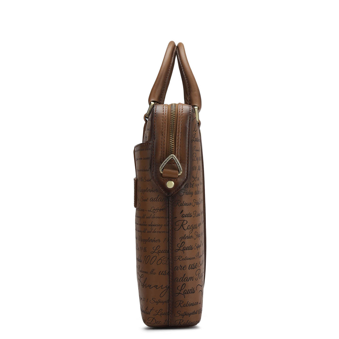 Signato Leather Laptop Bag - Cognac