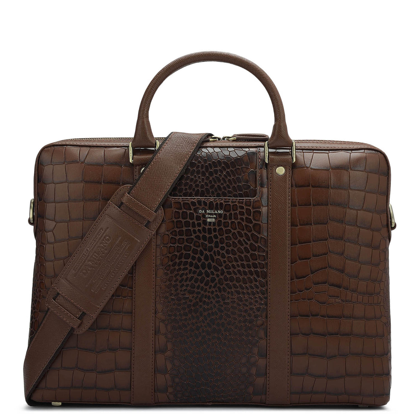 Croco Franzy Leather Laptop Bag - Date