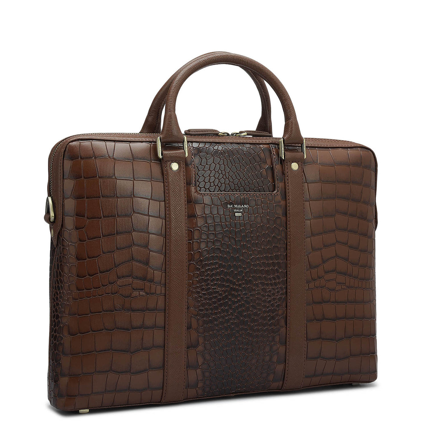 Croco Franzy Leather Laptop Bag - Date