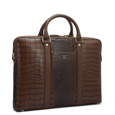 Croco Franzy Leather Laptop Bag - Date