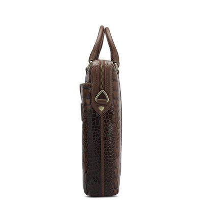 Croco Franzy Leather Laptop Bag - Date