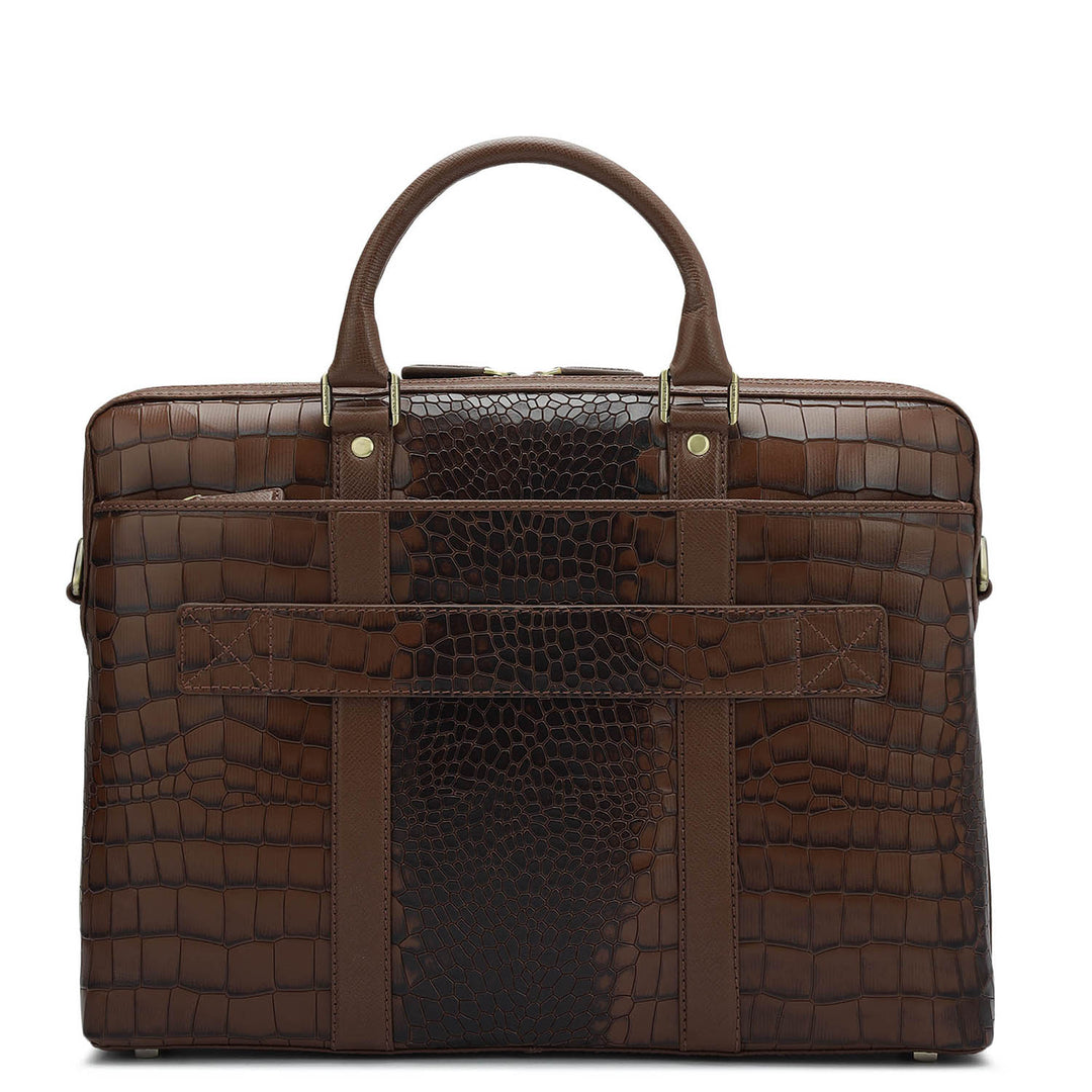 Croco Franzy Leather Laptop Bag - Date