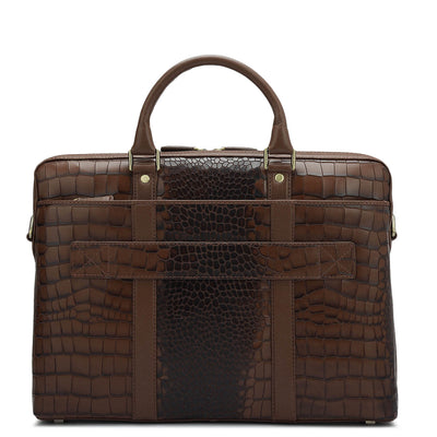 Croco Franzy Leather Laptop Bag - Date
