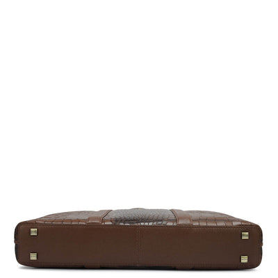 Croco Franzy Leather Laptop Bag - Date