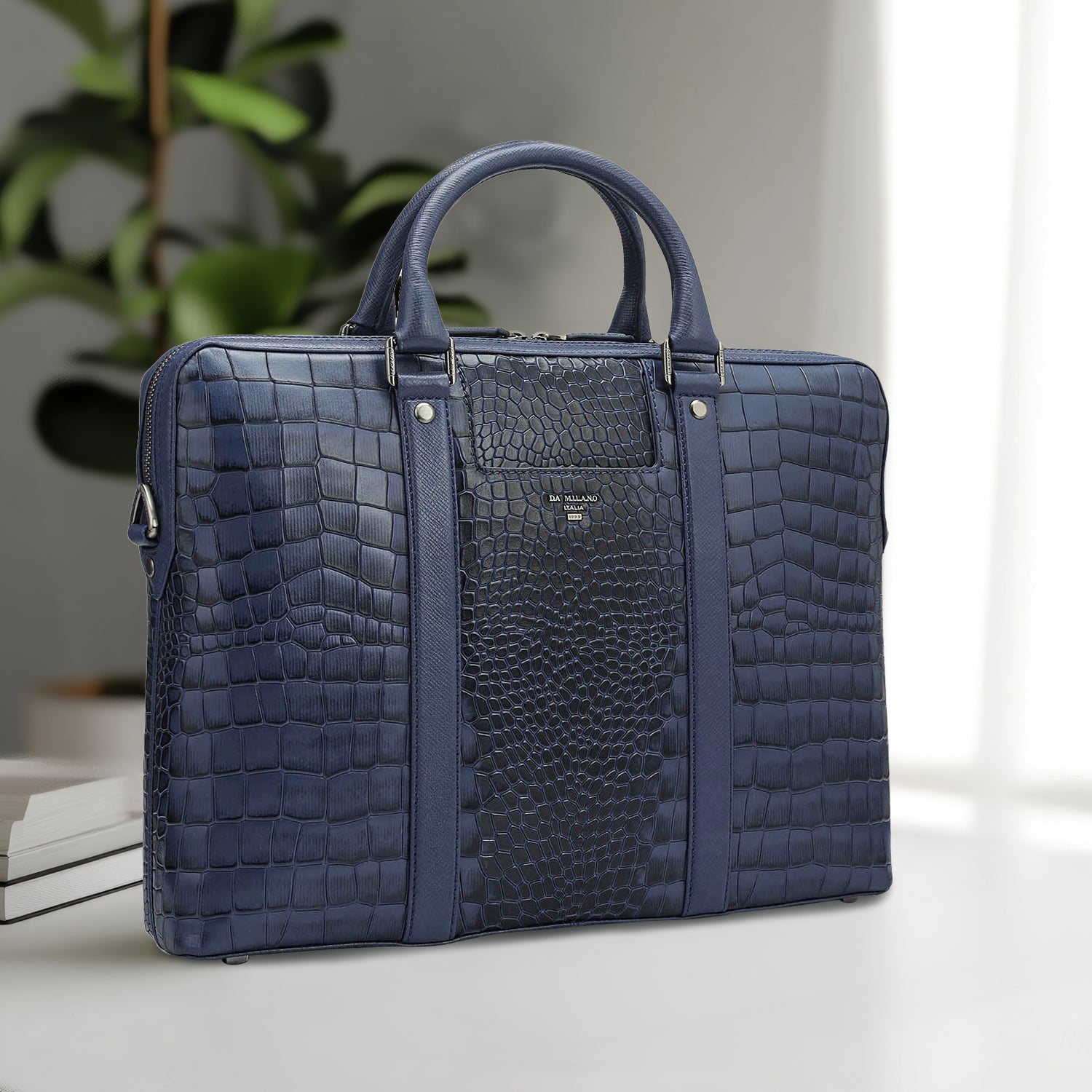 Croco Franzy Leather Laptop Bag - Stardust – Da Milano
