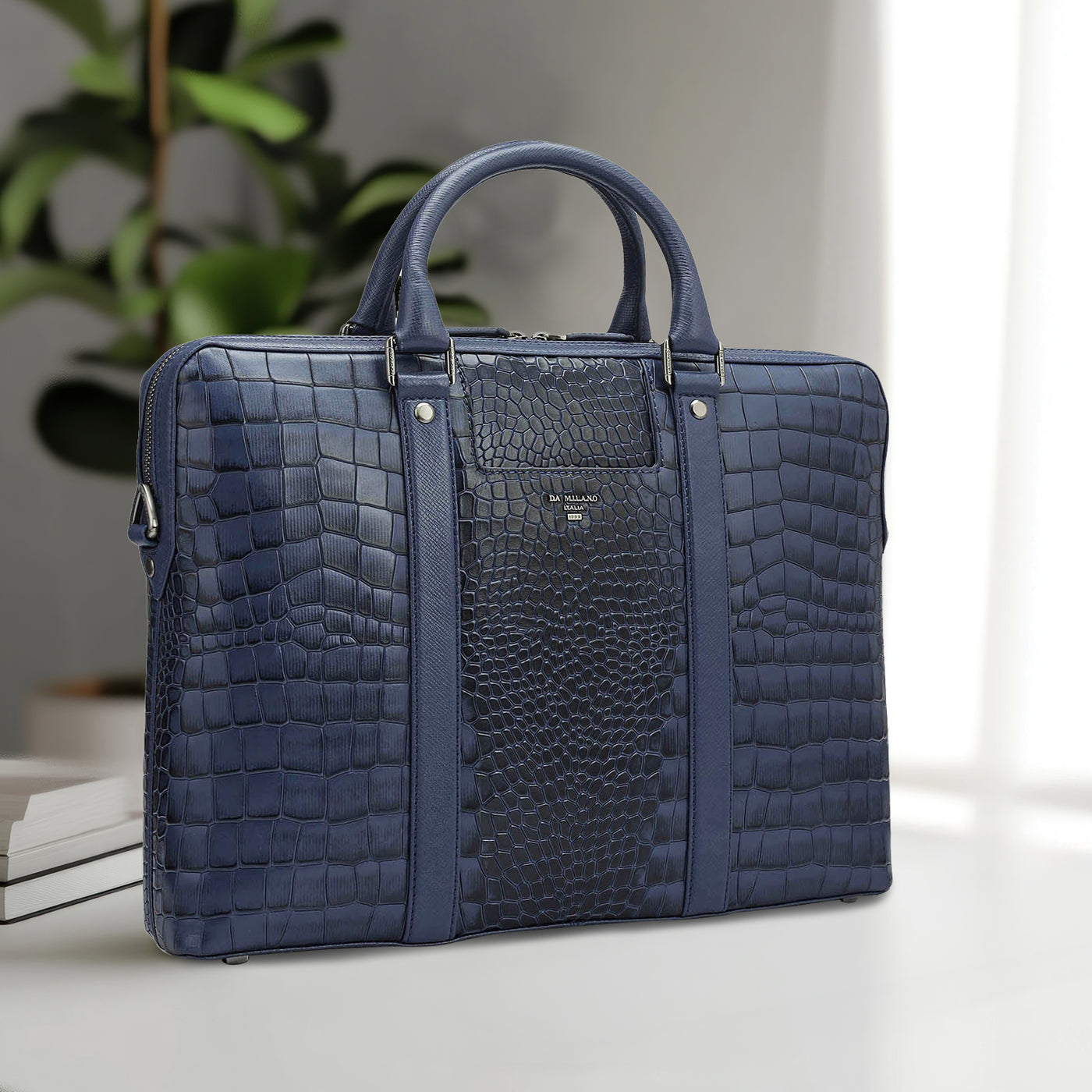 Croco Franzy Leather Laptop Bag - Stardust