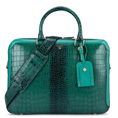 Sea Weed Croco Leather Laptop Bag - Upto 14"