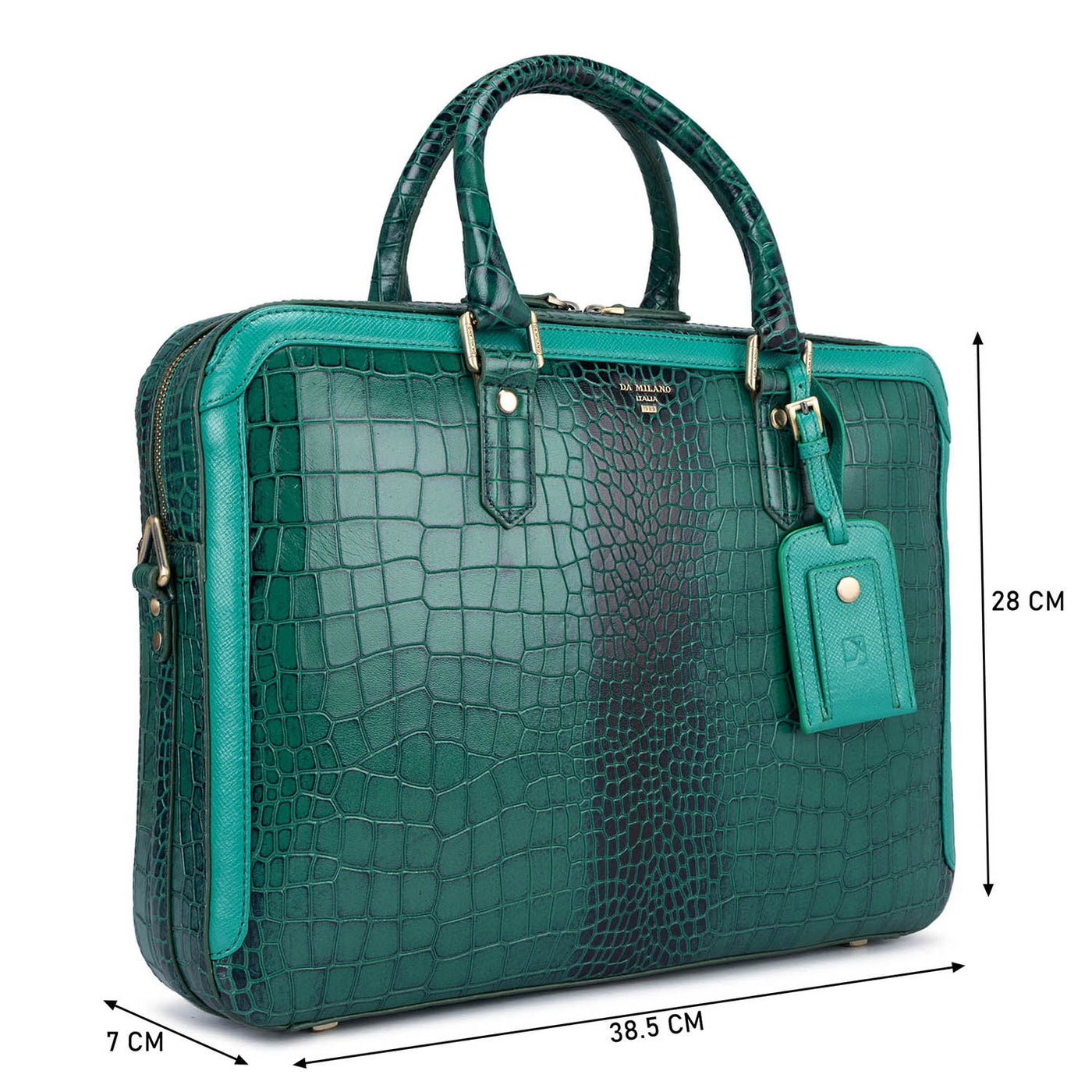 Sea Weed Croco Leather Laptop Bag - Upto 14"