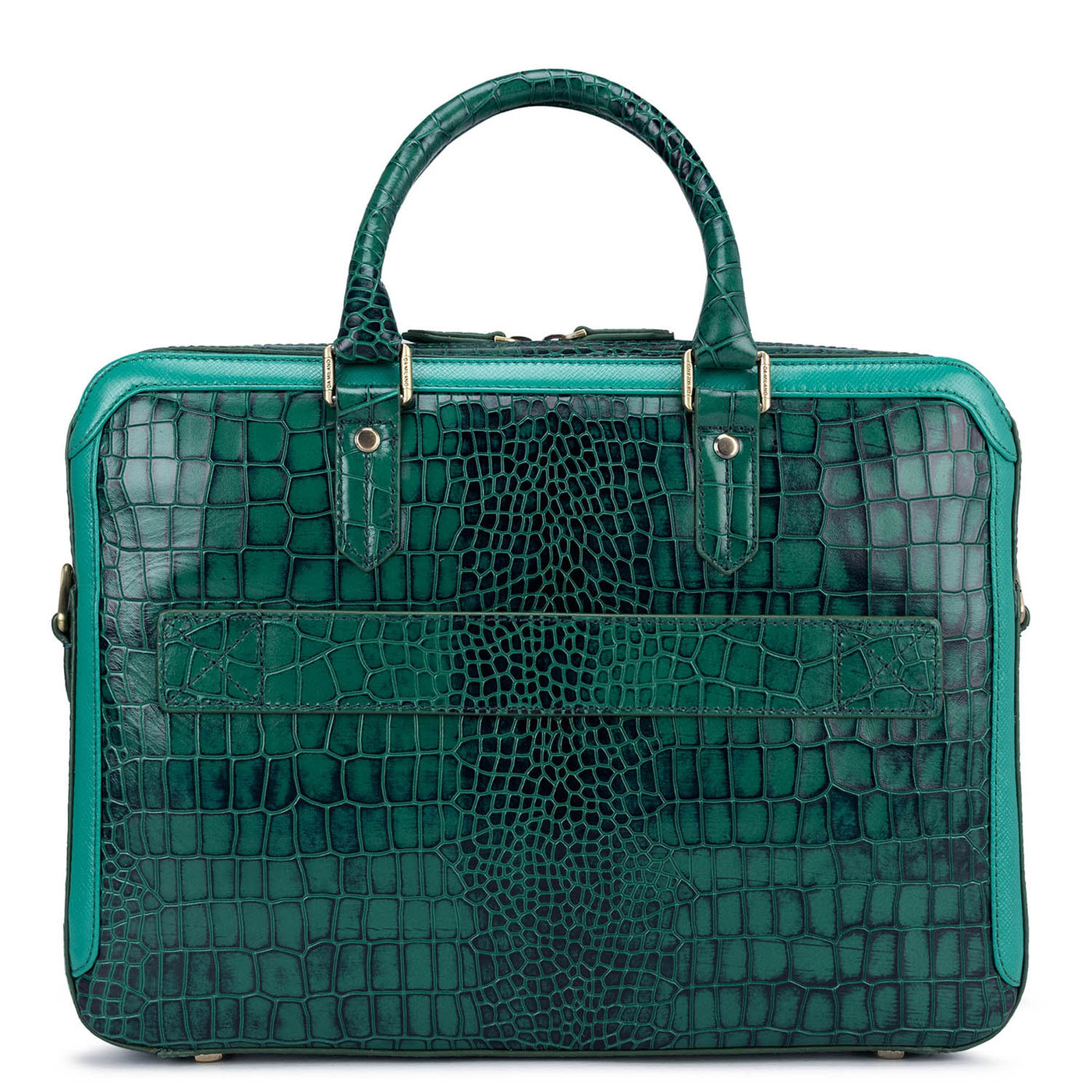 Sea Weed Croco Leather Laptop Bag - Upto 14"