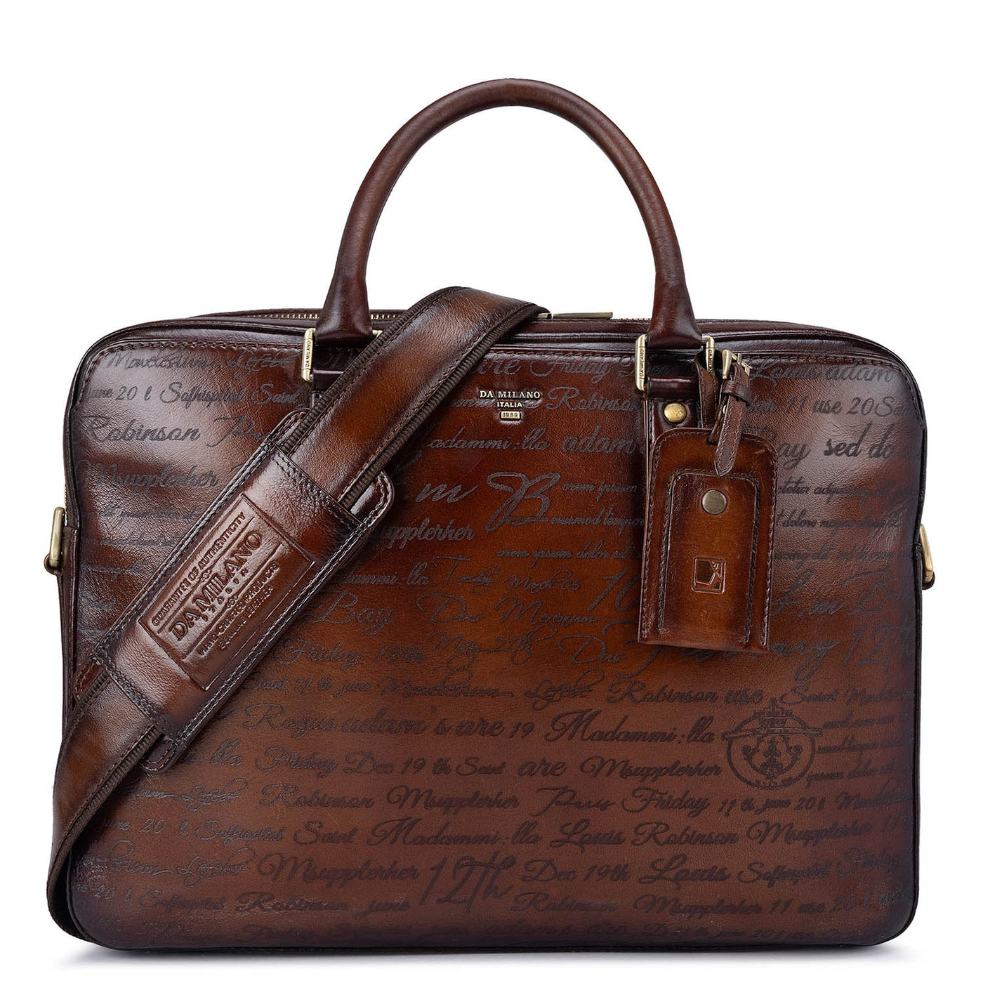 Cognac Signato Leather Computer Bag - Upto 14"