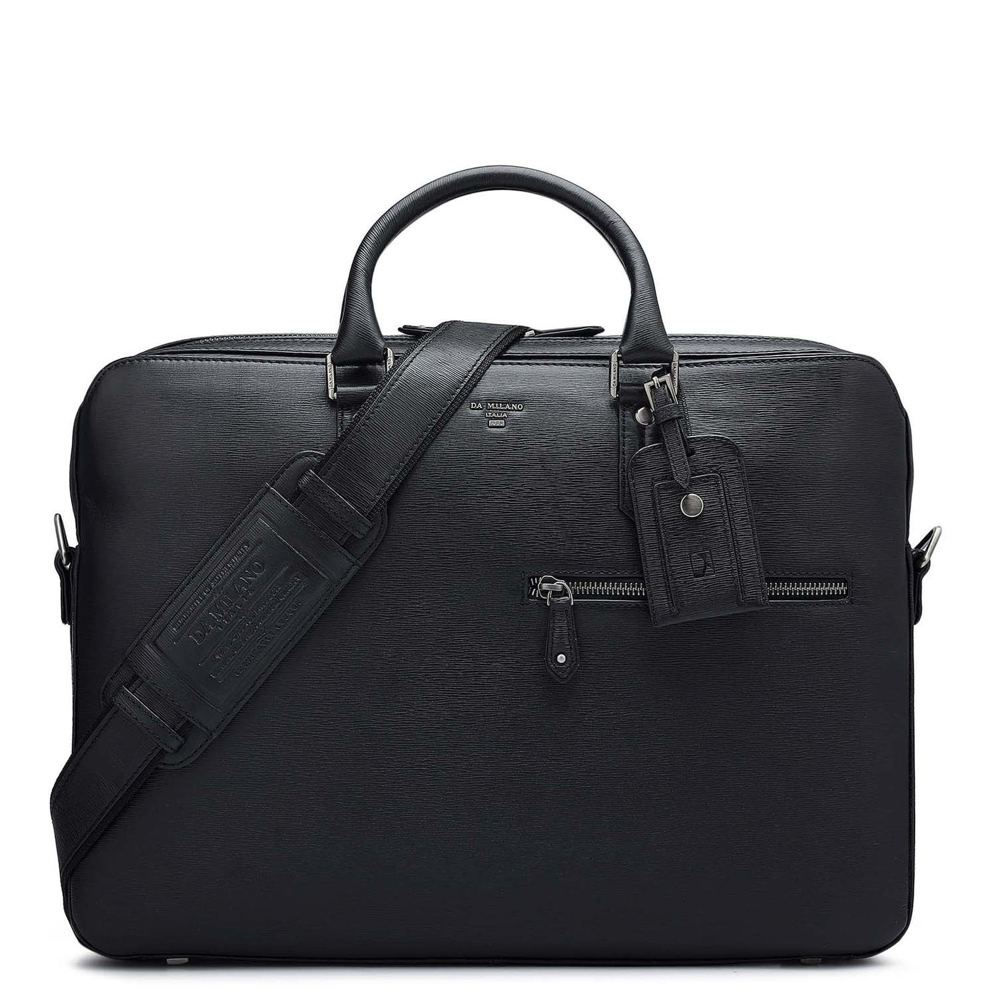 Aztec Leather Laptop Bag - Black