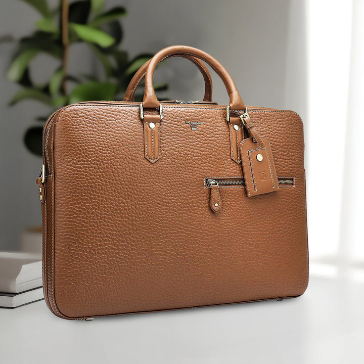 Bub Leather Laptop Bag - Cognac