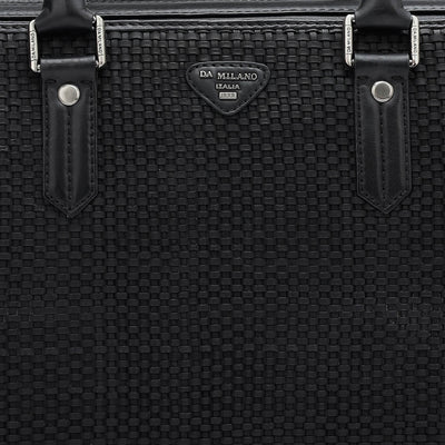 Mat Plain Leather Laptop Bag - Black