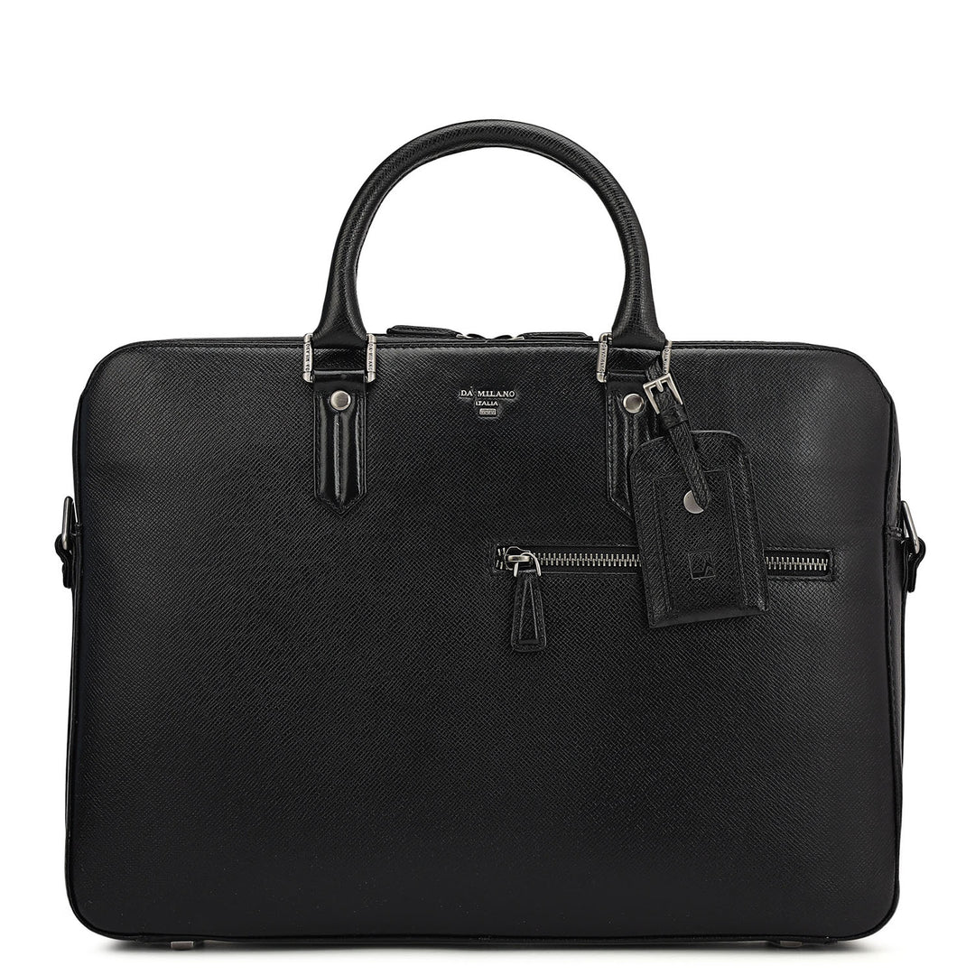 Franzy Leather Laptop Bag - Black