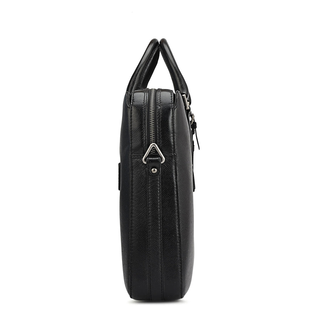 Franzy Leather Laptop Bag - Black