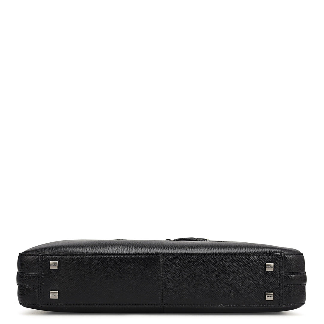 Franzy Leather Laptop Bag - Black