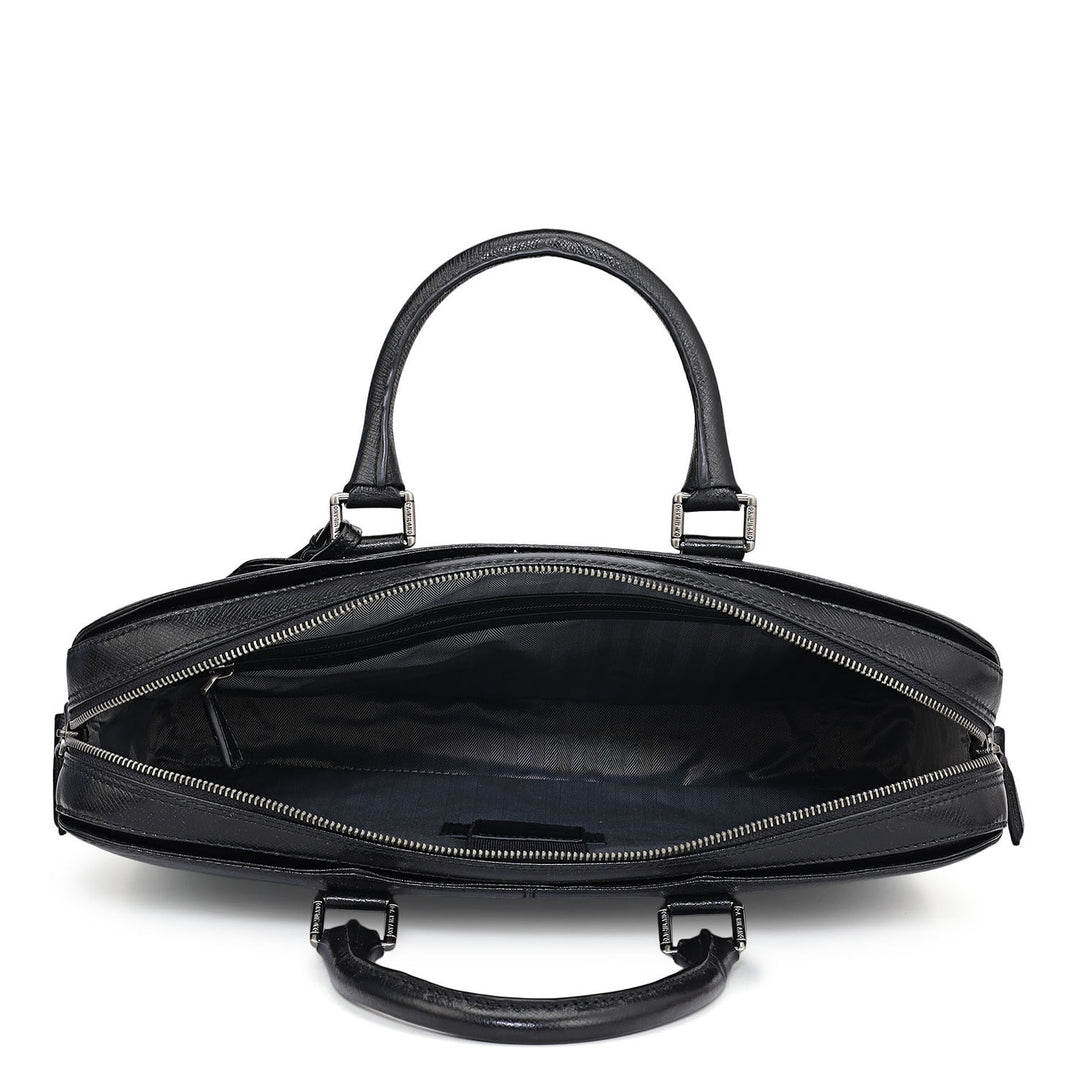 Franzy Leather Laptop Bag - Black