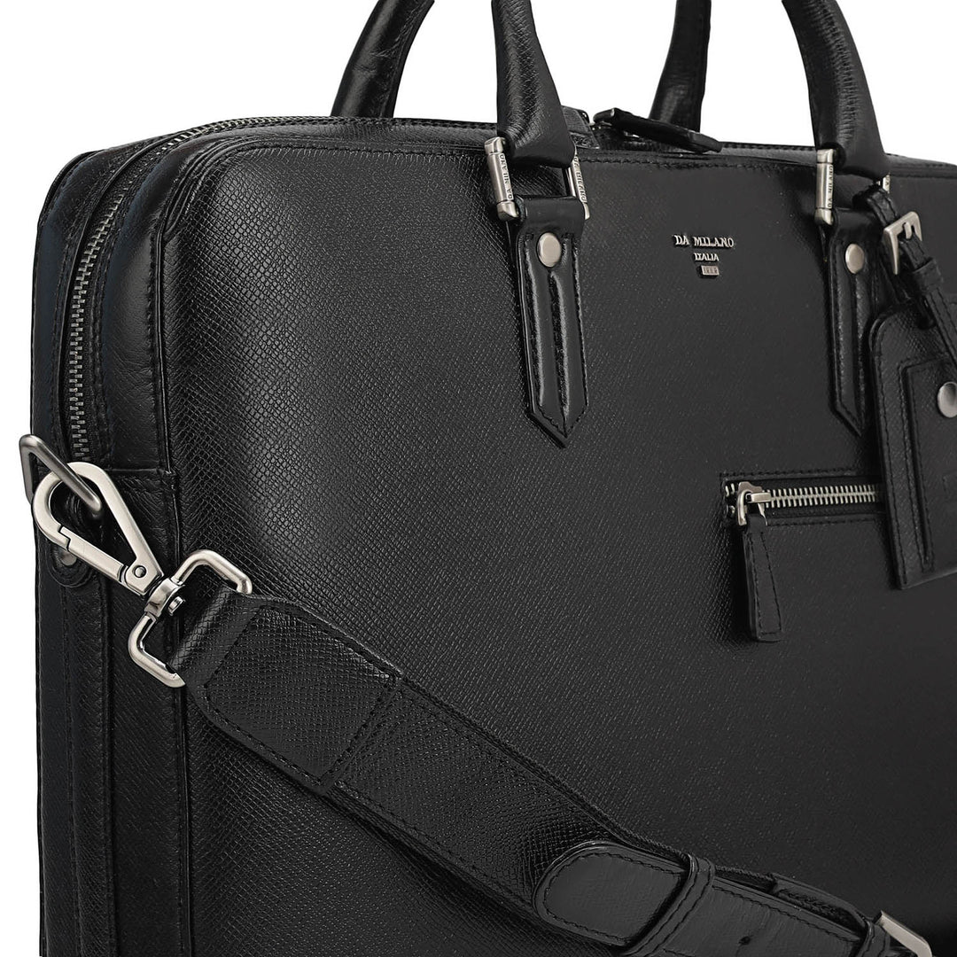 Franzy Leather Laptop Bag - Black