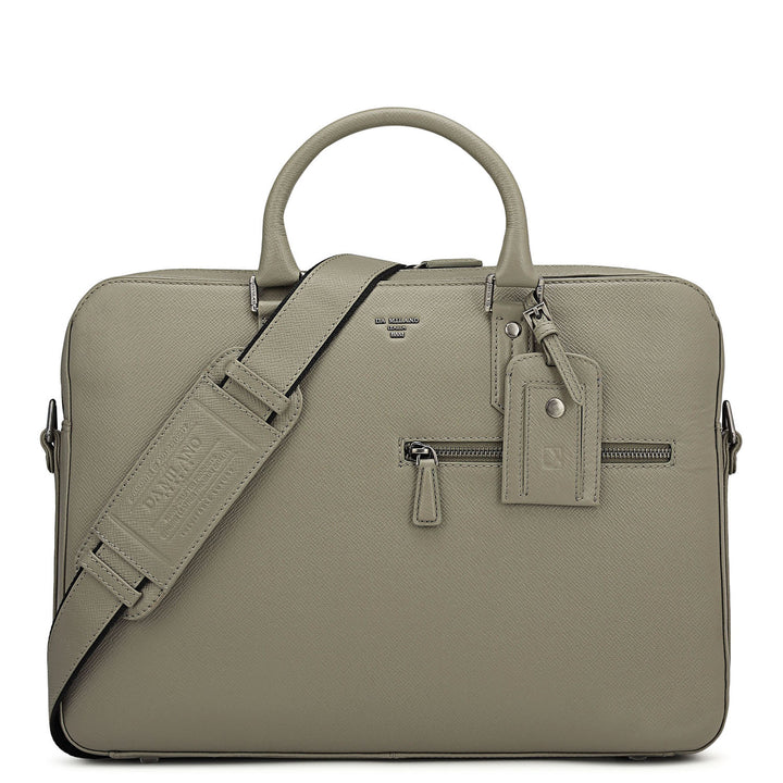 Franzy Leather Laptop Bag - Stone Grey