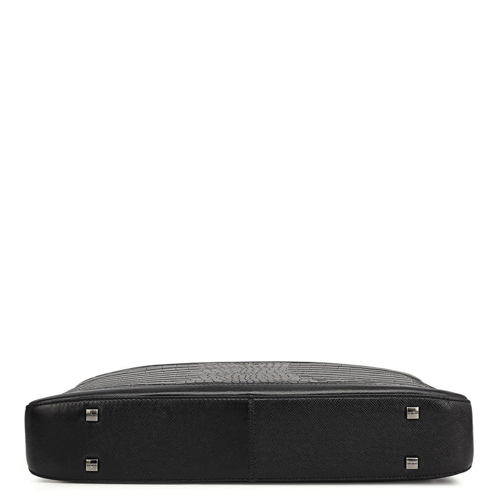 Croco Leather Laptop Bag - Black