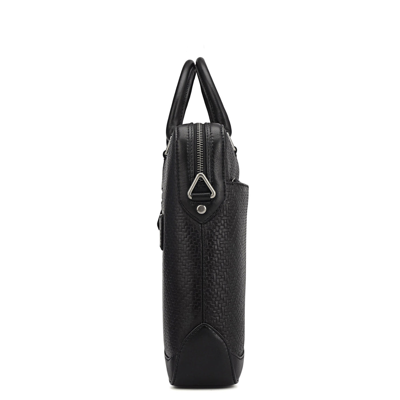 Mat Emboss Leather Laptop Bag - Black