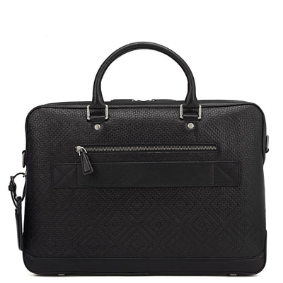 Mat Emboss Leather Laptop Bag - Black