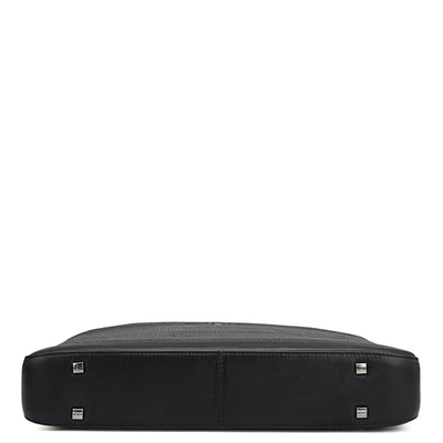 Mat Emboss Leather Laptop Bag - Black