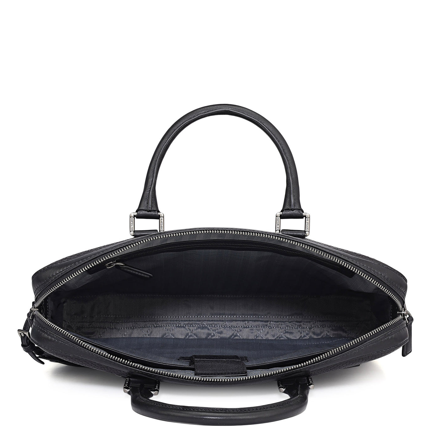 Mat Emboss Leather Laptop Bag - Black