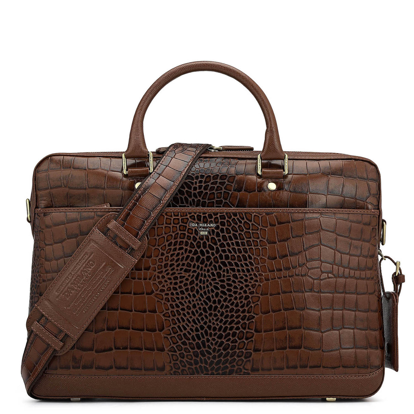 Croco Leather Laptop Bag - Date