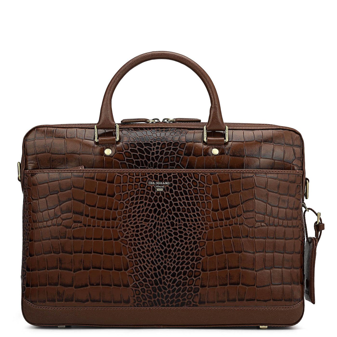 Croco Leather Laptop Bag - Date