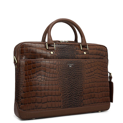 Croco Leather Laptop Bag - Date