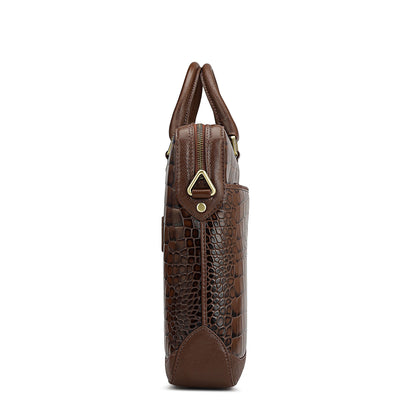 Croco Leather Laptop Bag - Date