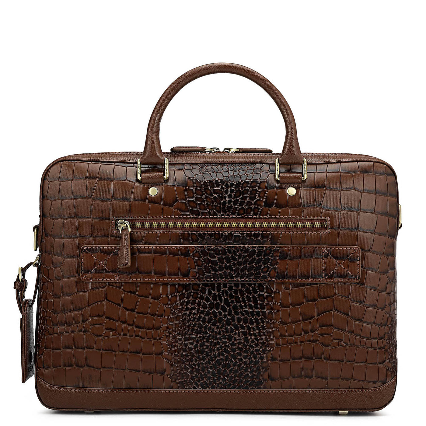 Croco Leather Laptop Bag - Date