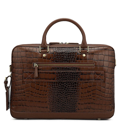 Croco Leather Laptop Bag - Date