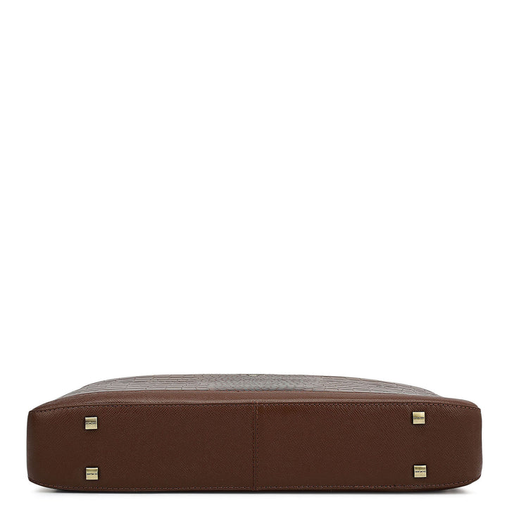 Croco Leather Laptop Bag - Date
