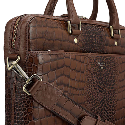 Croco Leather Laptop Bag - Date