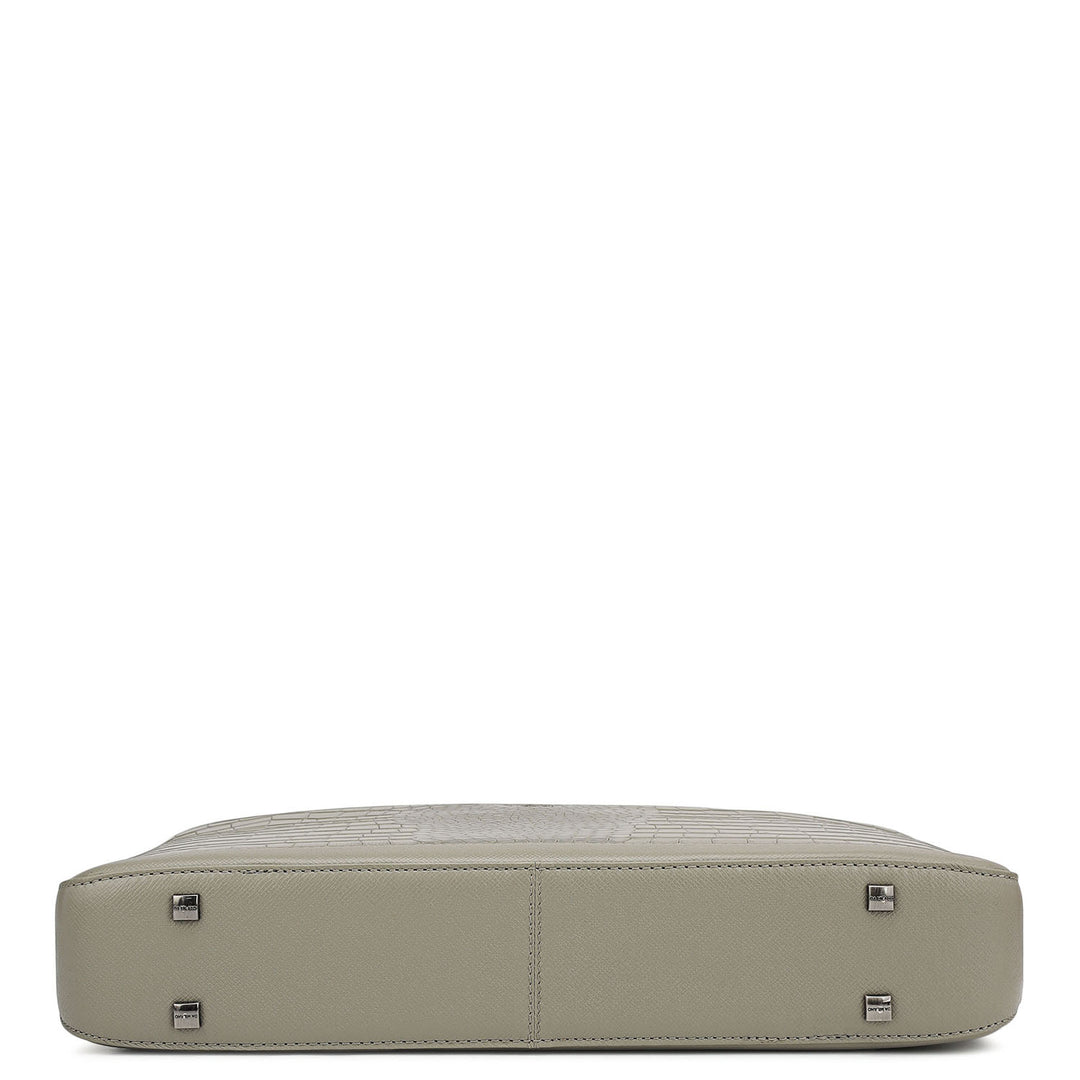 Croco Leather Laptop Bag - Stone Grey