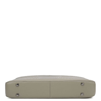 Croco Leather Laptop Bag - Stone Grey