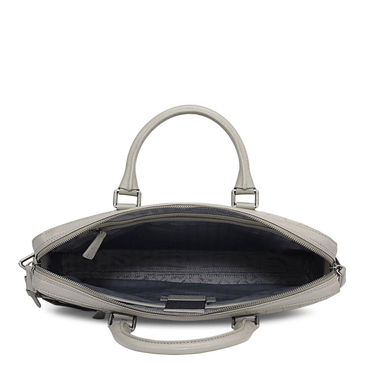 Croco Leather Laptop Bag - Stone Grey
