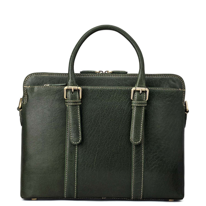 Elephant Pattern Leather Laptop Bag - Petrol Green
