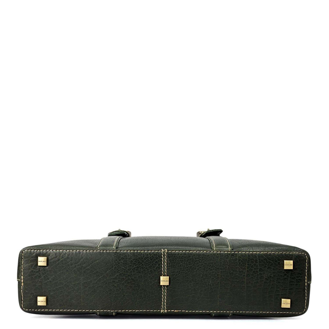 Elephant Pattern Leather Laptop Bag - Petrol Green