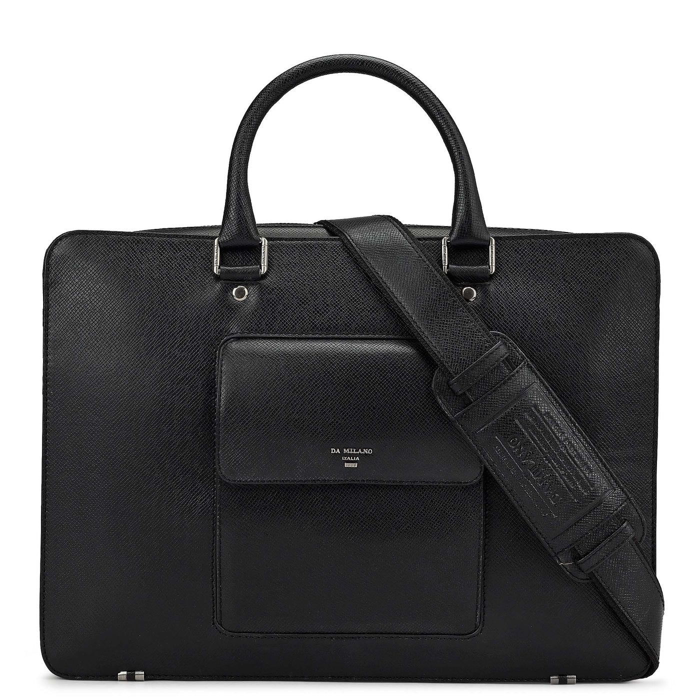 Black Franzy Leather Laptop Bag - Upto 15"