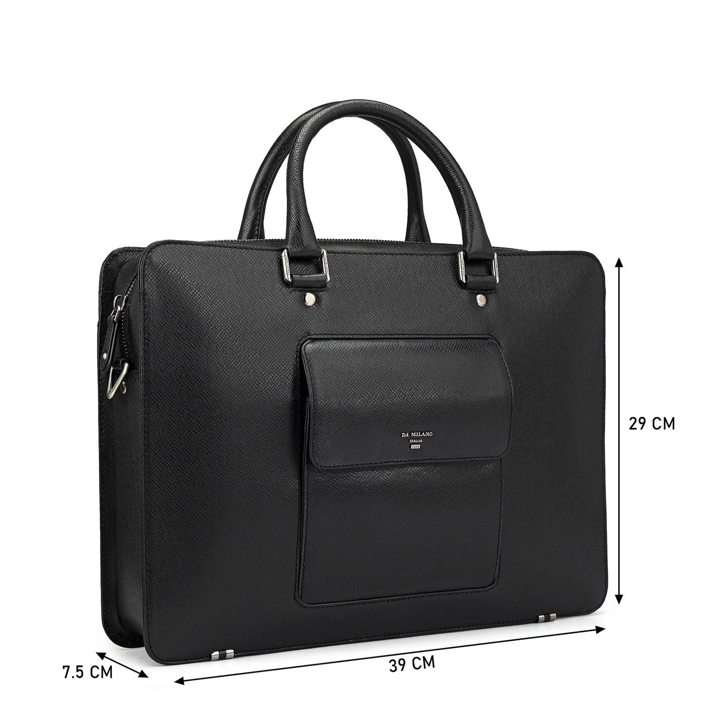 Black Franzy Leather Laptop Bag - Upto 15"