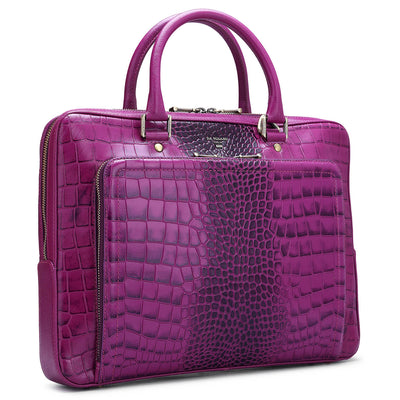 Orchid Croco Leather Computer Bag - Upto 14"