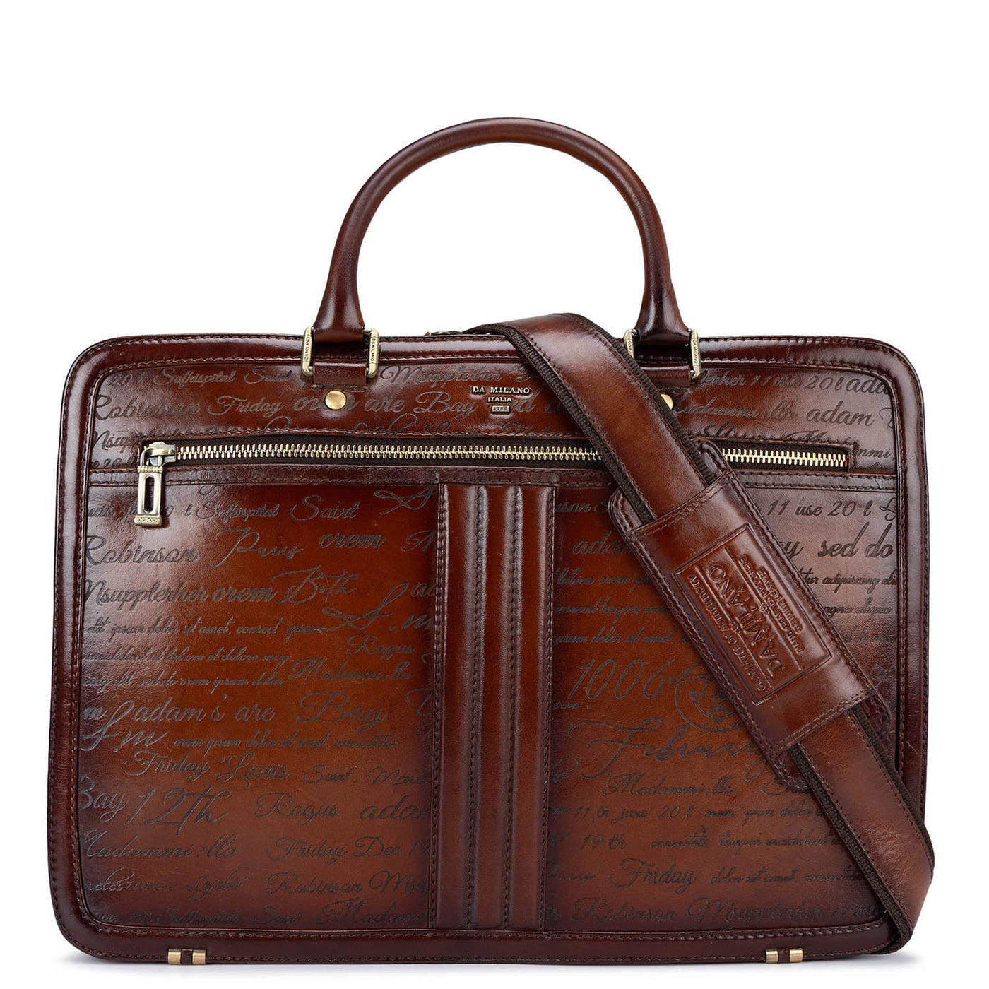 Cognac Signato Leather Laptop Bag - Upto 15"